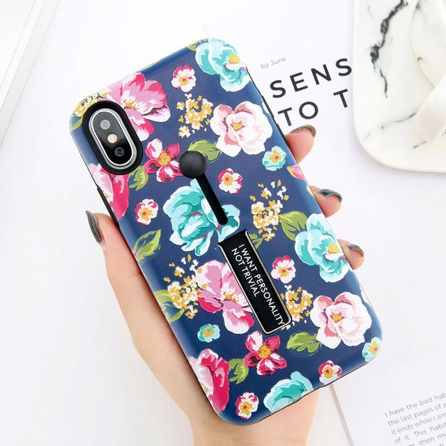 Flower & Marble Holder iPhone Case