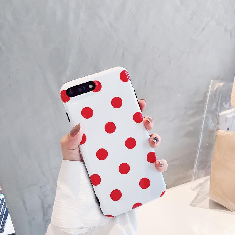 Red Dots Glossy iPhone Case