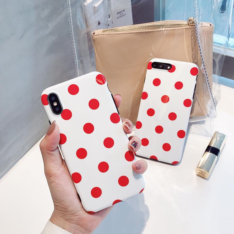 Red Dots Glossy iPhone Case