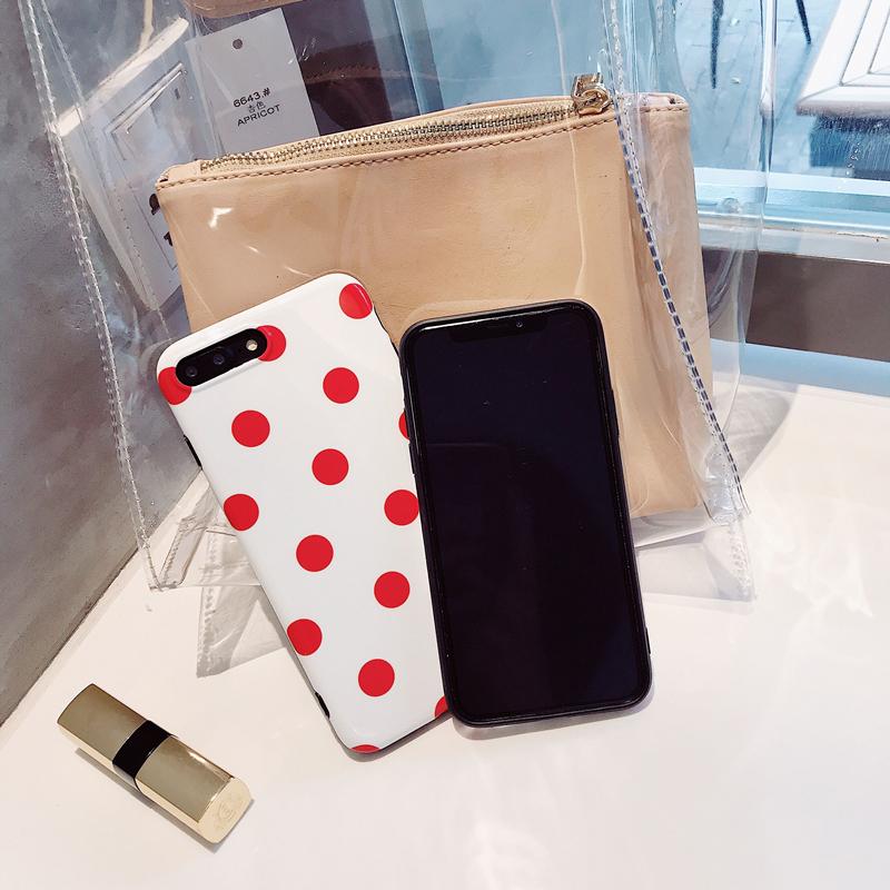 Red Dots Glossy iPhone Case