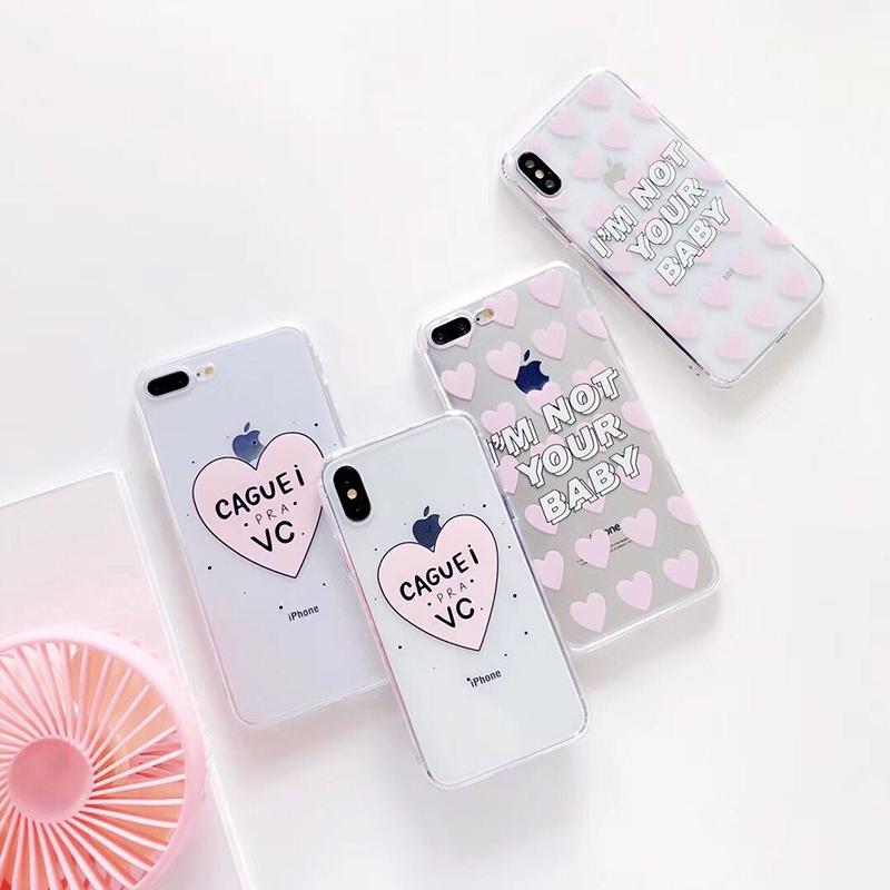 Pink Heart Transparent iPhone Case