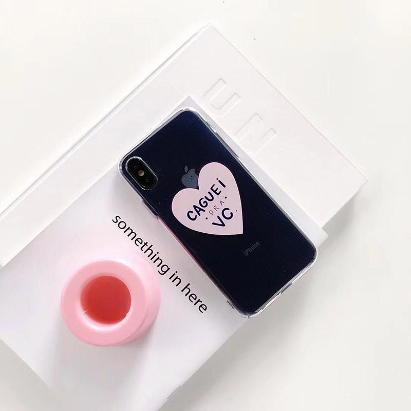 Pink Heart Transparent iPhone Case