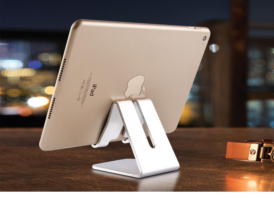Aluminum Cell Phone Stand with Anti-Slip Base and Convenient Charging Port