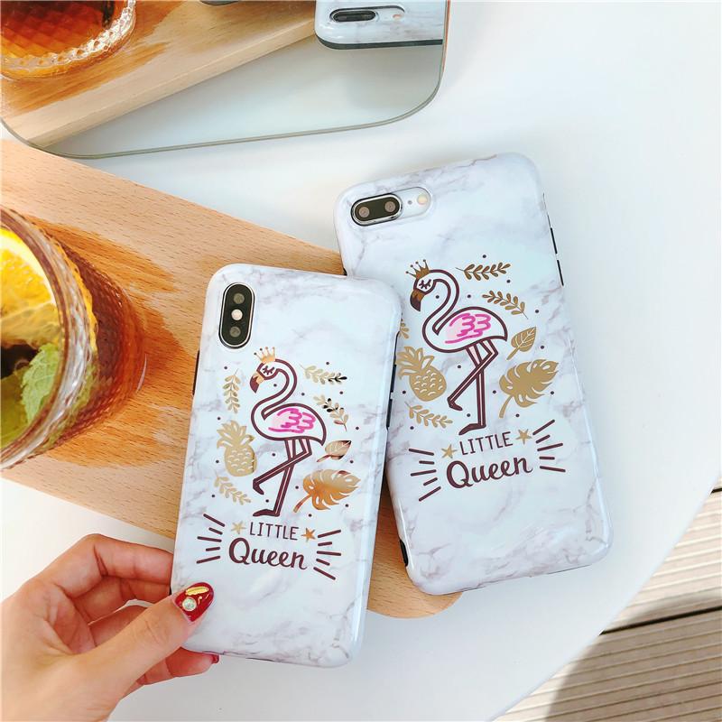 Little Queen Flamingo Marble iPhone Case