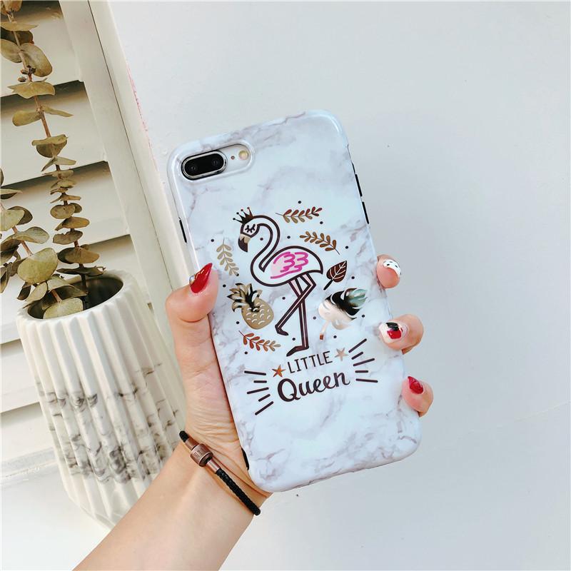 Little Queen Flamingo Marble iPhone Case