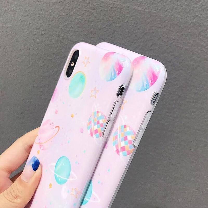Pink Planets in Space iPhone Case