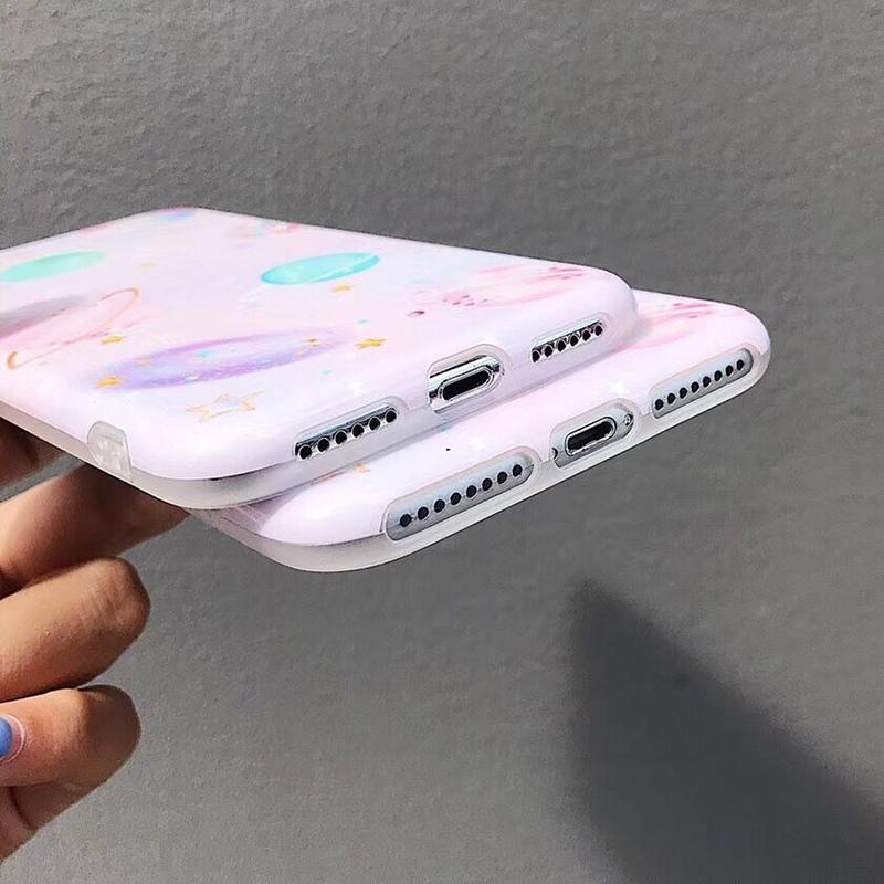 Pink Planets in Space iPhone Case