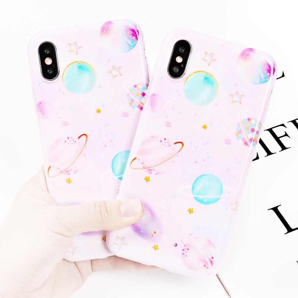Pink Planets in Space iPhone Case