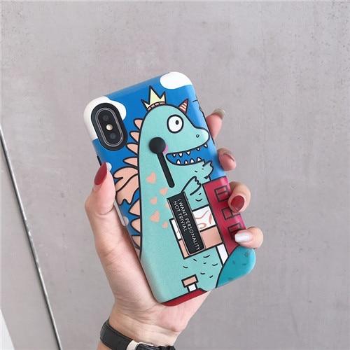 Cartoon Dinosaur & Animals Holder iPhone Case