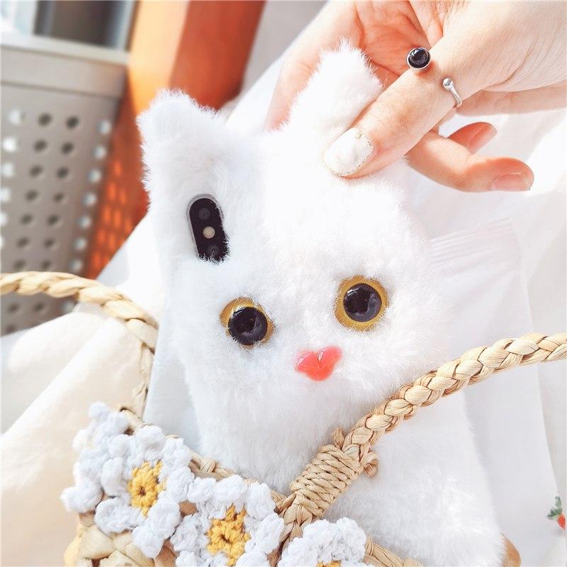 White Cat Plush Fur iPhone Case