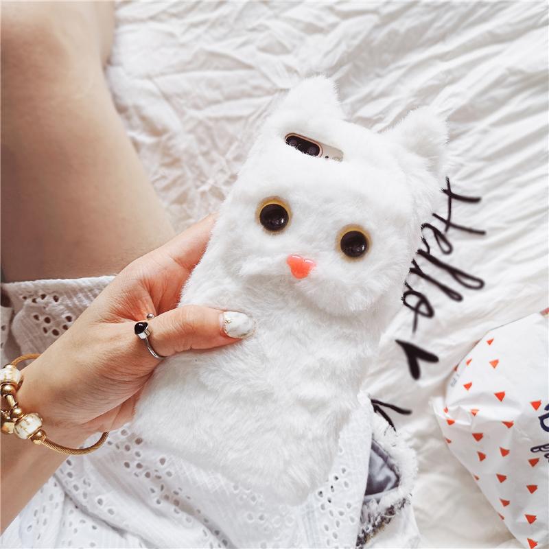 White Cat Plush Fur iPhone Case