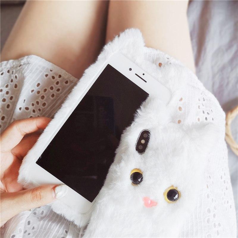 White Cat Plush Fur iPhone Case