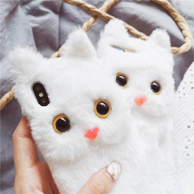 White Cat Plush Fur iPhone Case