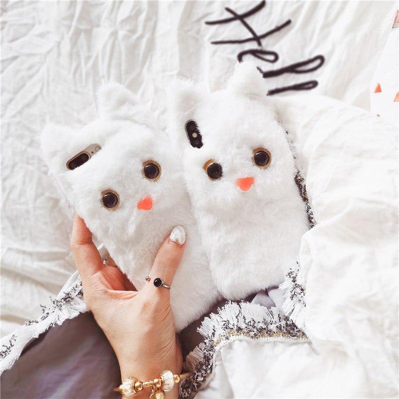 White Cat Plush Fur iPhone Case